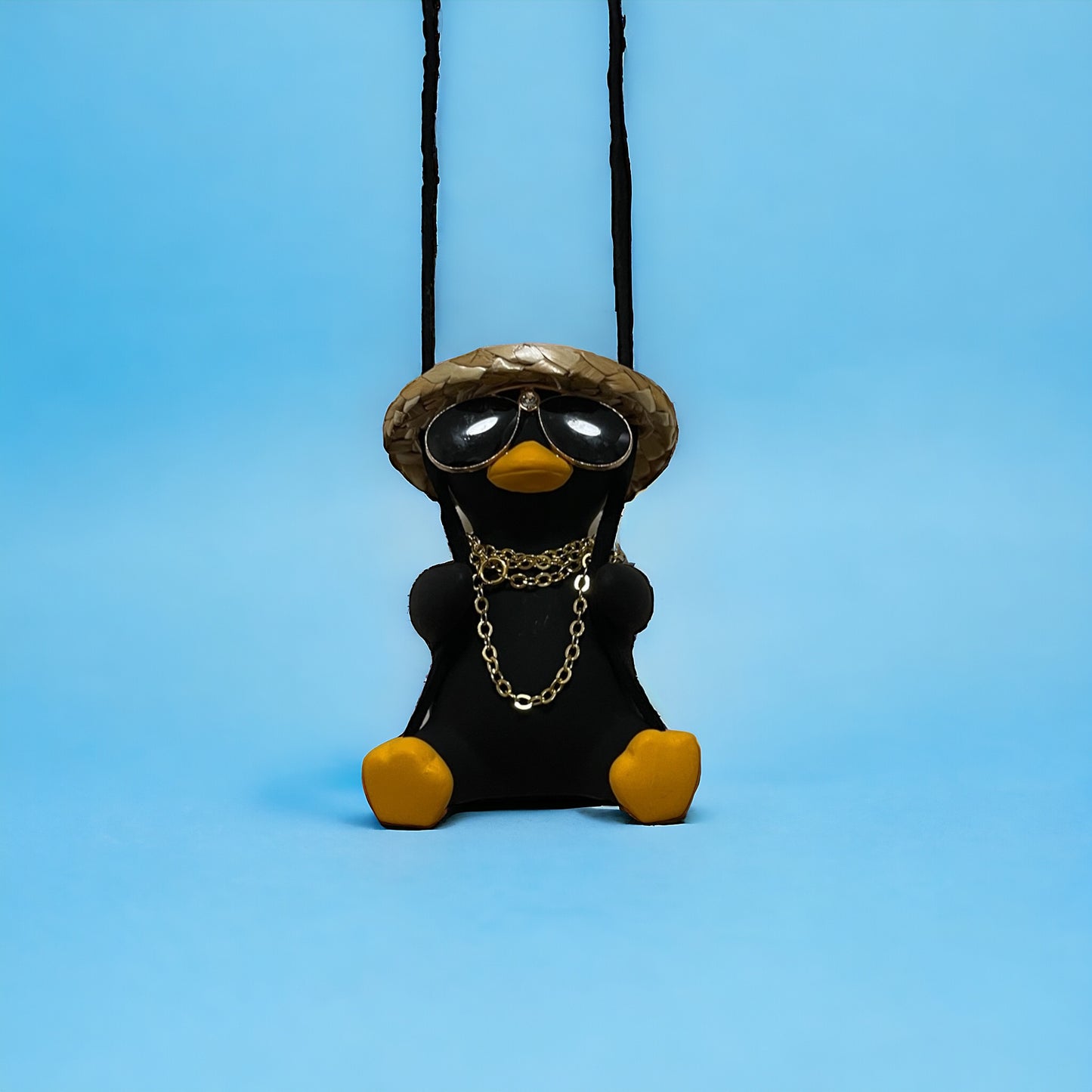 Schaukel-Pinguin Sonnenbrille & Goldkette - MeSilver